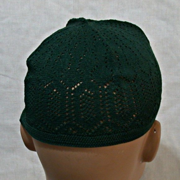 GREEN Turkish Islamic Men Knit Cotton Kufi Takke Skull Cap Muslim Prayer hat - Picture 1 of 1